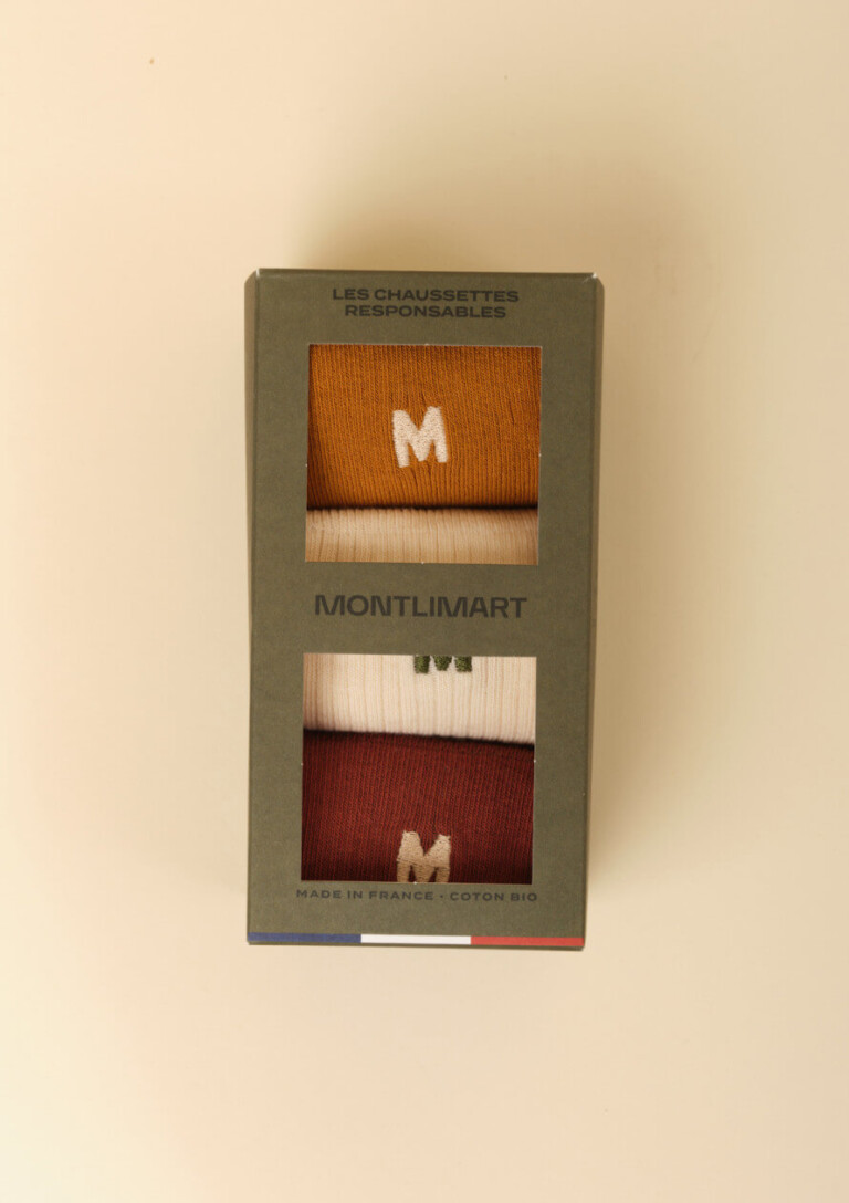Montlimart - CHAUSSETTES COFFRET MAINE OCRE/ECRU/TERRACOTTA