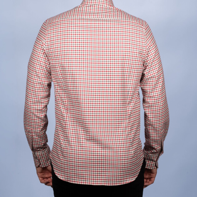 - Chemise Flanelle à Carreaux Rouge/Gris - Col Boutonné