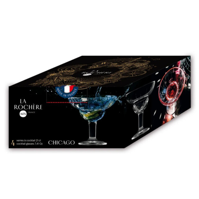 LA ROCHERE - Coffret de 4 verres à cocktail LA ROCHERE Chicago