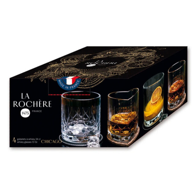 LA ROCHERE - Coffret de 4 verres à eau LA ROCHERE Chicago gobelets