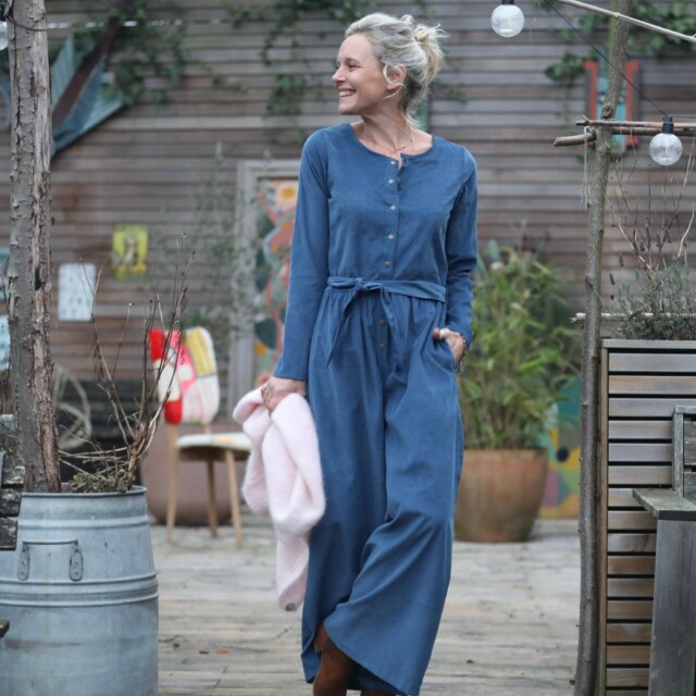 Quintessence - Combinaison Perla - velours milleraies bleu doux