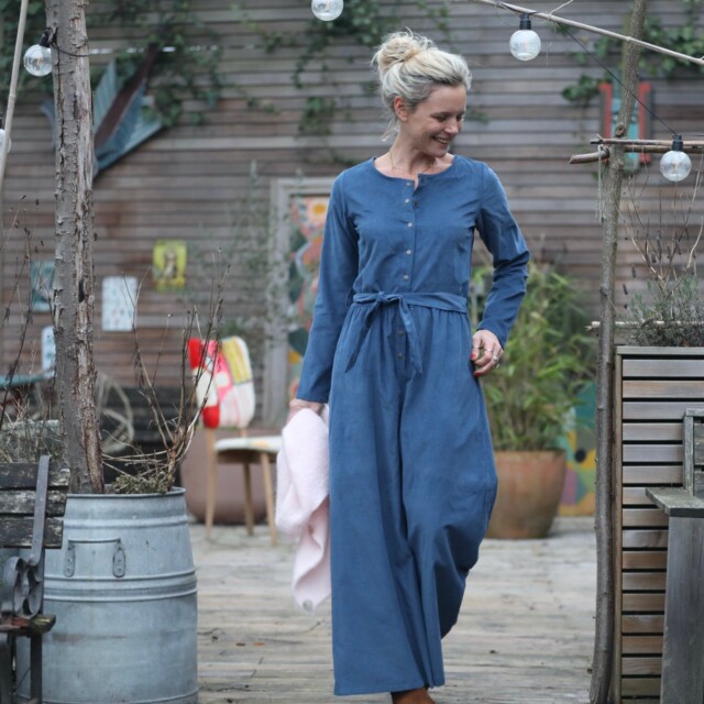 Quintessence - Combinaison Perla - velours milleraies bleu doux