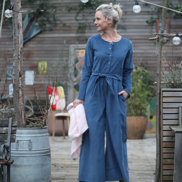 Quintessence - Combinaison Perla – velours milleraies bleu doux