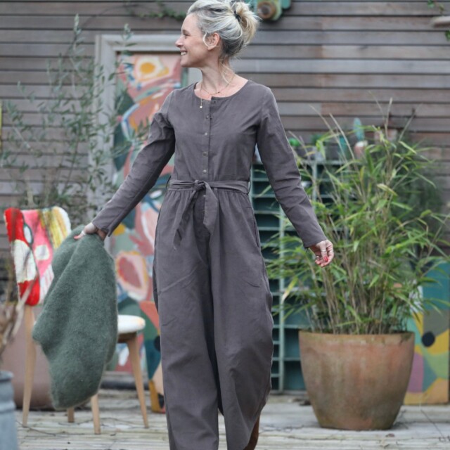 Quintessence - Combinaison Perla - velours milleraies moka