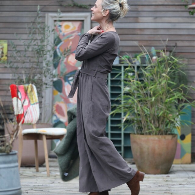 Quintessence - Combinaison Perla - velours milleraies moka