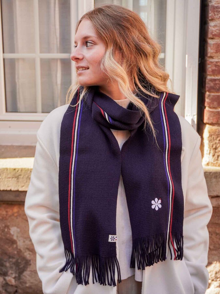Maison Tricolore - L'écharpe Tricolore en Laine   Fabriquée en France pour Femme - Marine