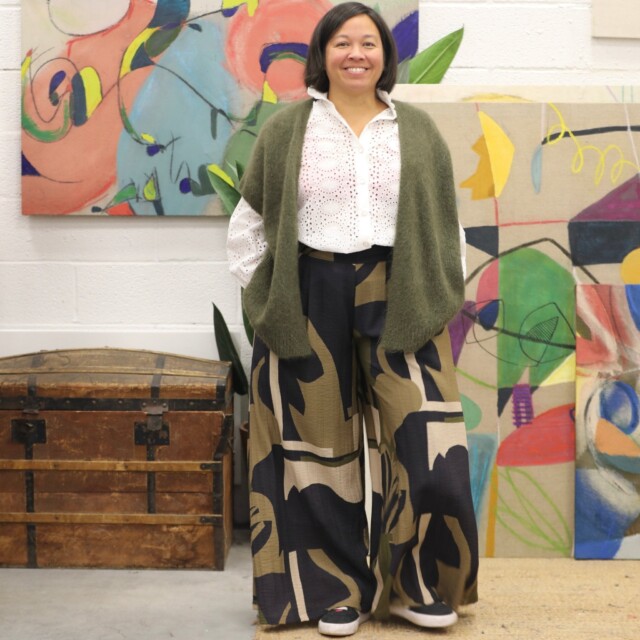 Quintessence - Jupe culotte Arielle en velours milleraies canard