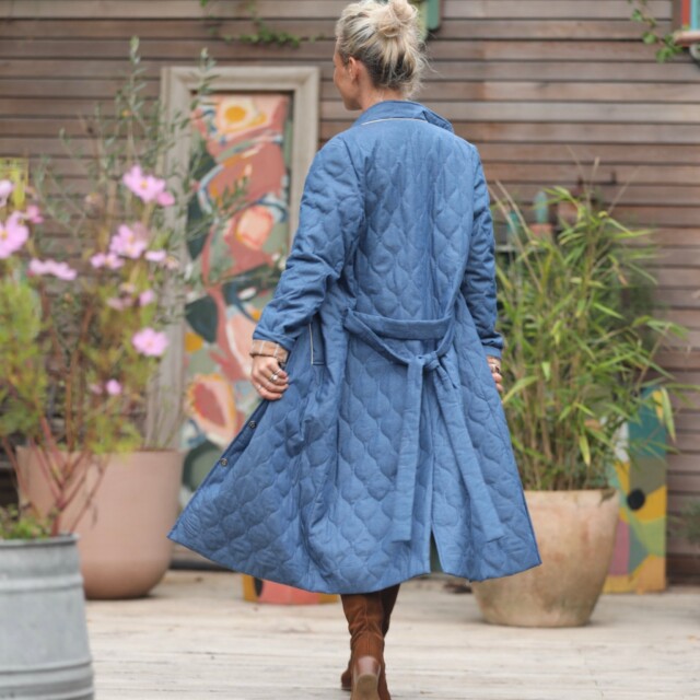 Quintessence - Manteau Paul long - jean bleu matelassé