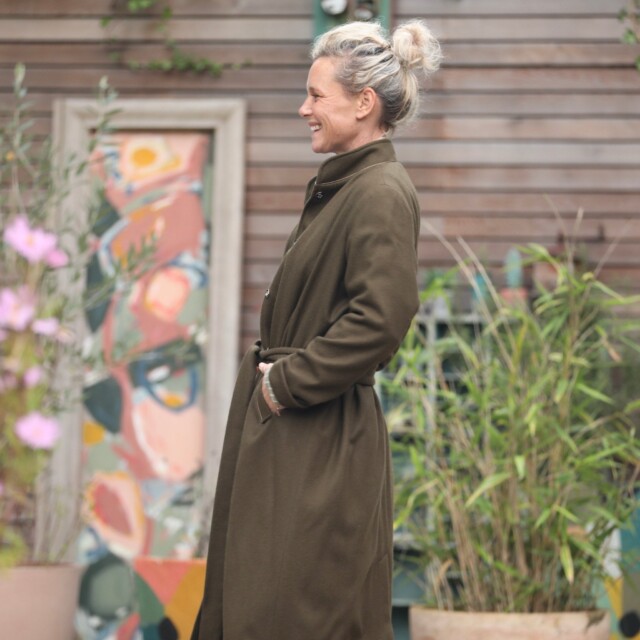 Quintessence - Manteau Paul long - lainage kaki