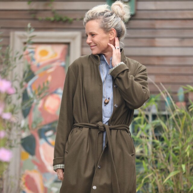 Quintessence - Manteau Paul long - lainage kaki