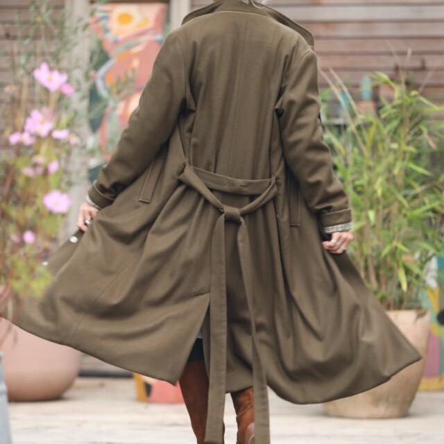 Quintessence - Manteau Paul long - lainage kaki