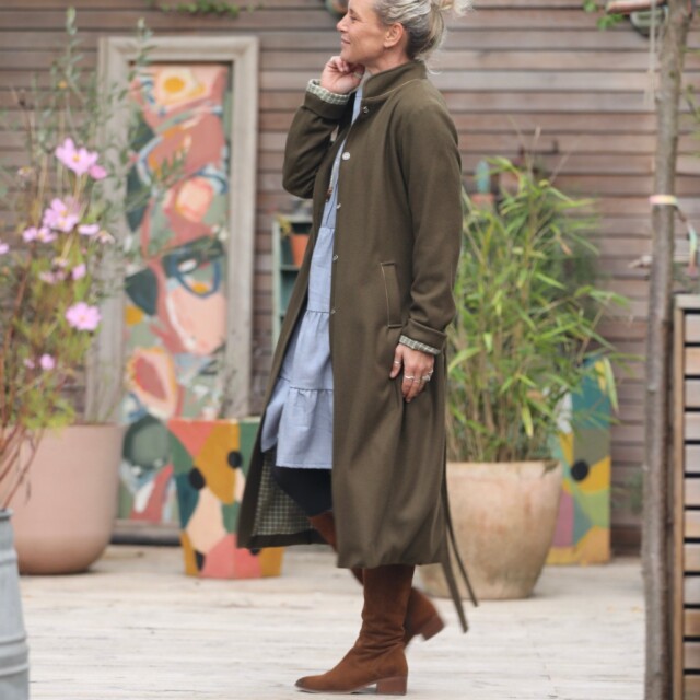 Quintessence - Manteau Paul long - lainage kaki