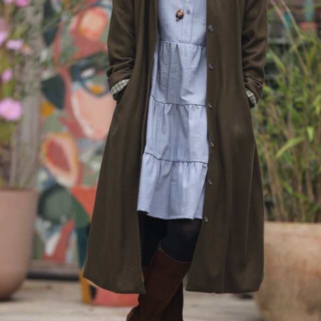 Quintessence - Manteau Paul long - lainage kaki