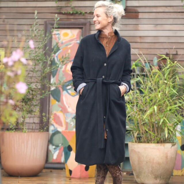 Quintessence - Manteau Paul long - lainage noir