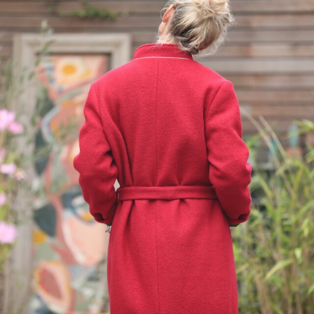 Quintessence - Manteau Paul long - laine bouillie grenat