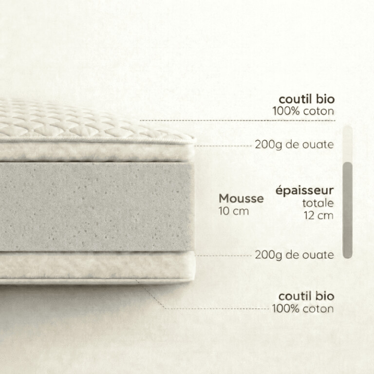 Atelier Morphée - Matelas extensible 90x140 à 90x170cm COTON BIO