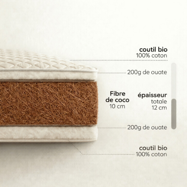 Atelier Morphée - Matelas extensible 90x140 à 90x170cm COTON BIO