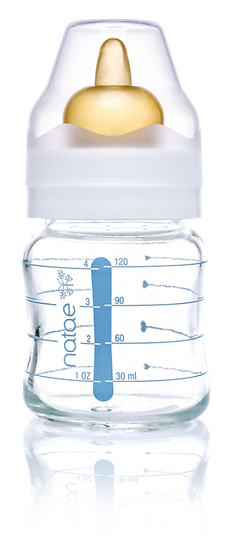 NATAE - Biberon Verre 120ml / 4oz – Avec tétine caoutchouc