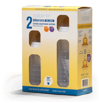 Coffret 2 biberons Polypropylène – Avec tétines caoutchouc par la marque NATAE NATAE - Coffret 2 biberons Polypropylène – Avec tétines caoutchouc