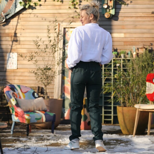 Quintessence - Pantalon Marcus -lin émeraude