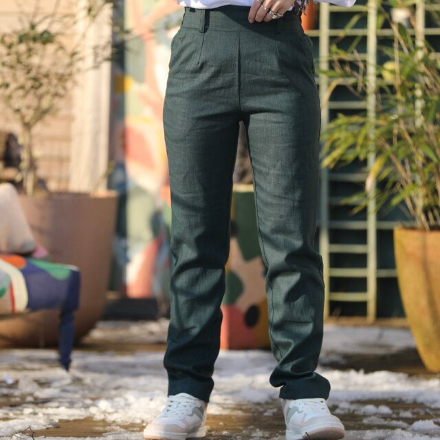 Quintessence - Pantalon Marcus -lin émeraude