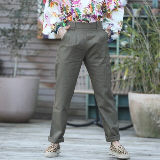 Quintessence - Pantalon Marcus -lin kaki