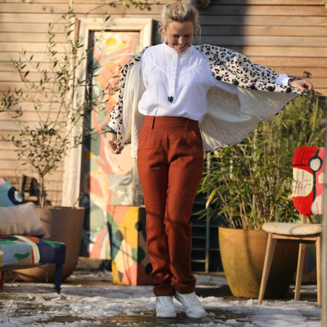 Quintessence - Pantalon Marcus -lin terracotta