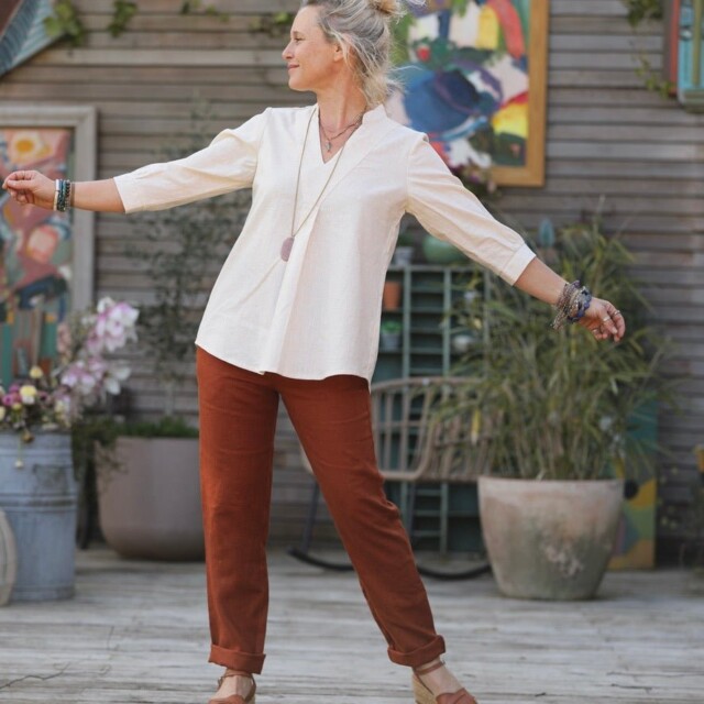 Quintessence - Pantalon Marcus -lin terracotta