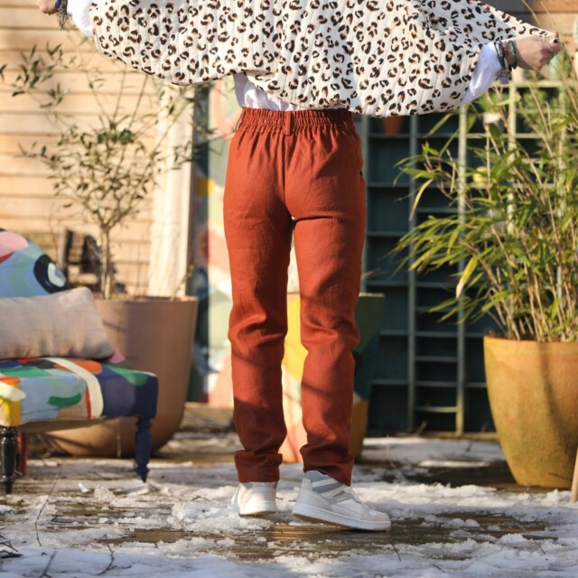 Quintessence - Pantalon Marcus -lin terracotta