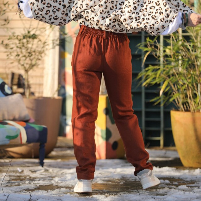 Quintessence - Pantalon Marcus -lin terracotta