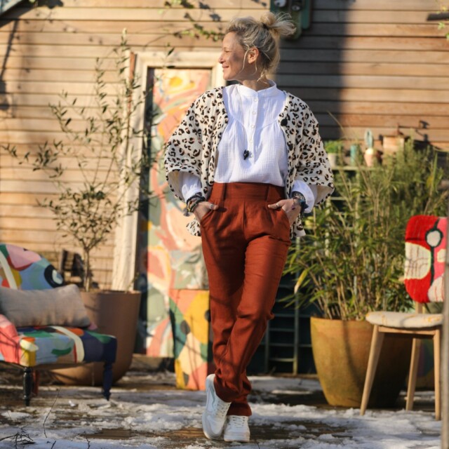 Quintessence - Pantalon Marcus -lin terracotta