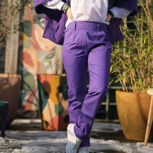 Quintessence - Pantalon Marcus - sergé de coton violet