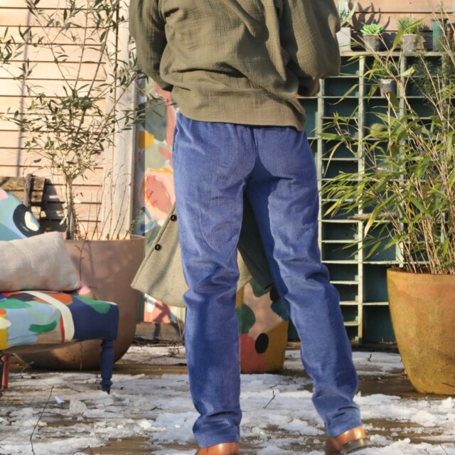 Quintessence - Pantalon Marcus - velours côtelé bleu de travail