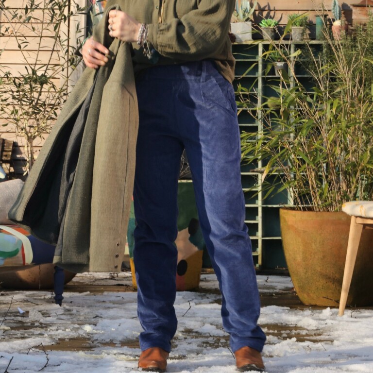 Quintessence - Pantalon Marcus - velours côtelé bleu de travail