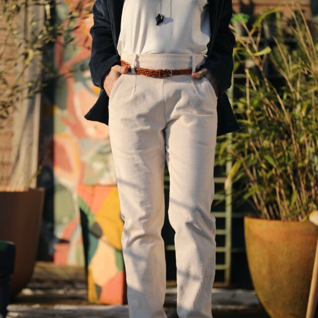 Quintessence - Pantalon Marcus - velours côtelé ivoire