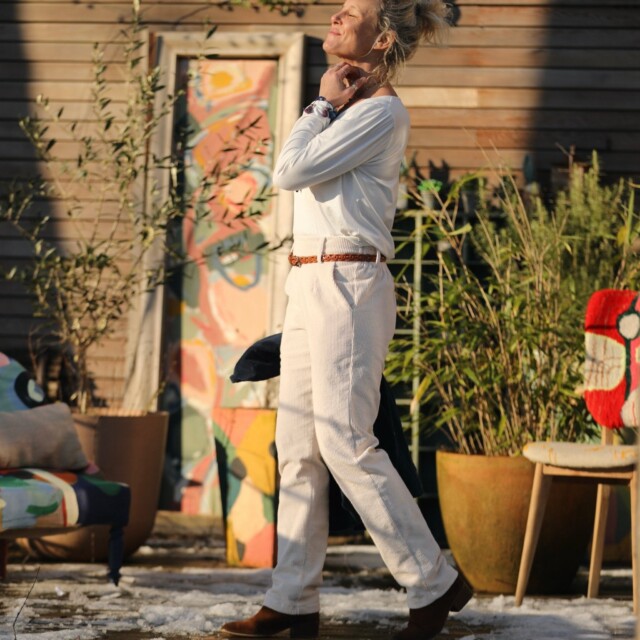 Quintessence - Pantalon Marcus - velours côtelé ivoire