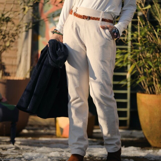 Quintessence - Pantalon Marcus - velours côtelé ivoire