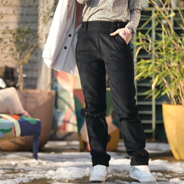 Quintessence - Pantalon Marcus - velours côtelé noir