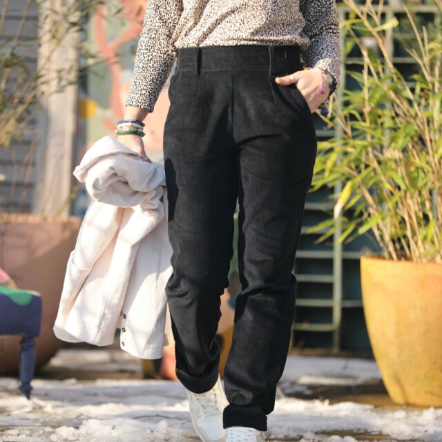 Quintessence - Pantalon Marcus - velours côtelé noir