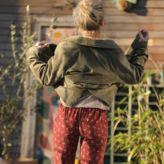 Quintessence - Pantalon Marcus - velours milleraies fleuri automnal