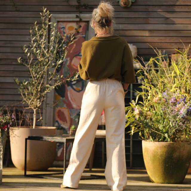 Quintessence - Pantalon Nestor coton/lin ivoire