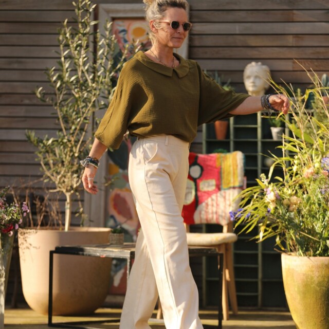 Quintessence - Pantalon Nestor coton/lin ivoire