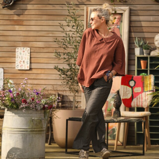 Quintessence - Pantalon Nestor jean de coton noir léger