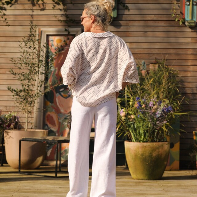 Quintessence - Pantalon Nestor lin blanc cassé