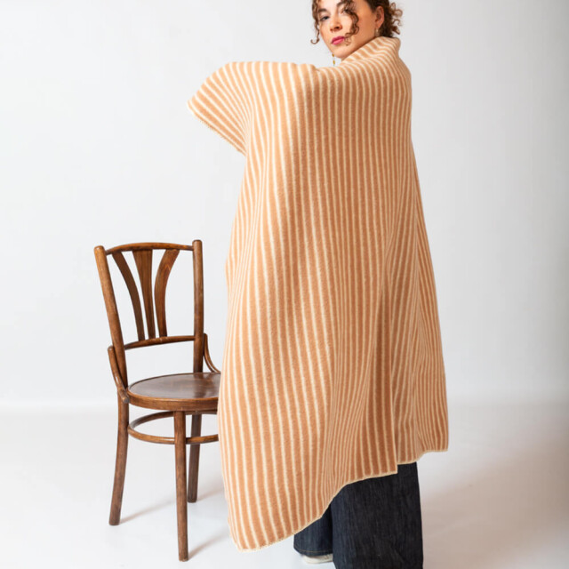 Ardelaine - Plaid tricoté en laine mérinos- Coloris rayés