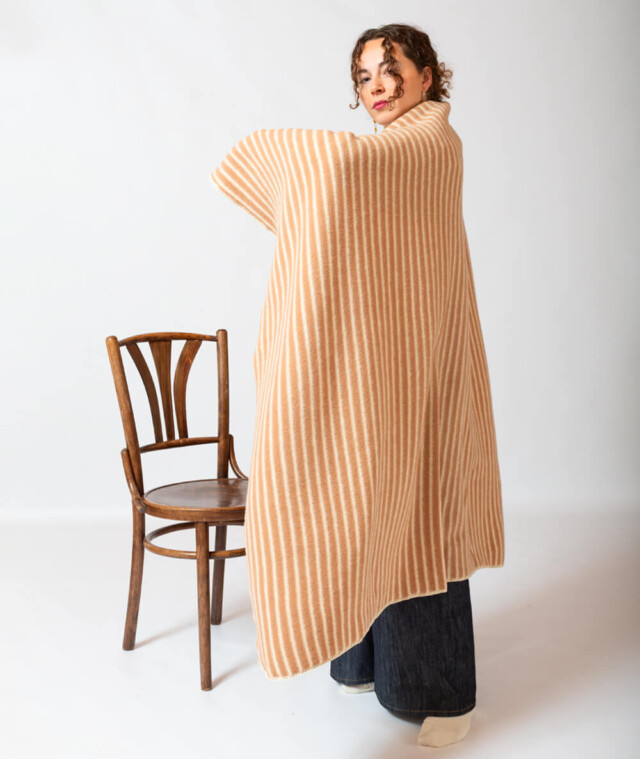 Ardelaine - Plaid tricoté en laine mérinos- Coloris rayés