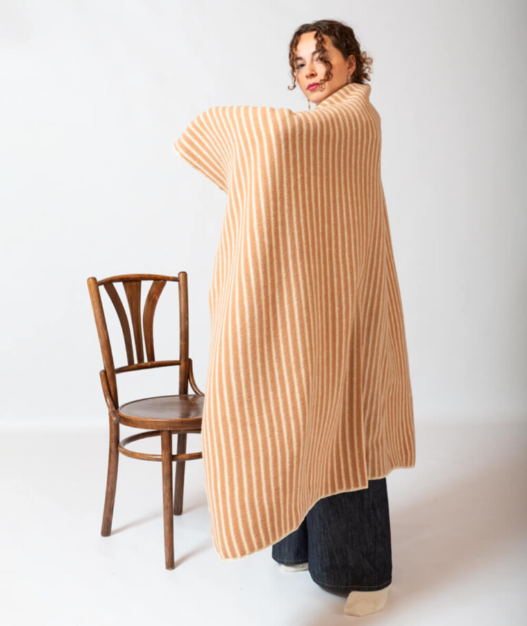 Ardelaine - Plaid tricoté en laine mérinos- Coloris rayés