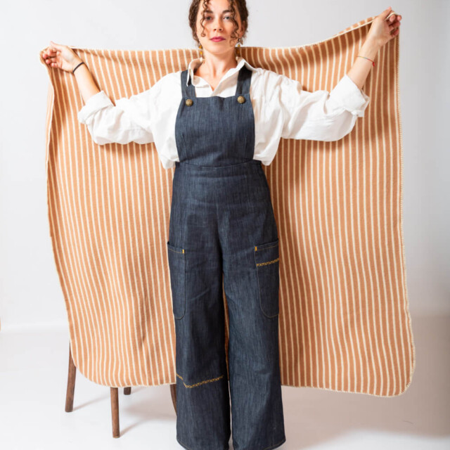 Ardelaine - Plaid tricoté en laine mérinos- Coloris rayés