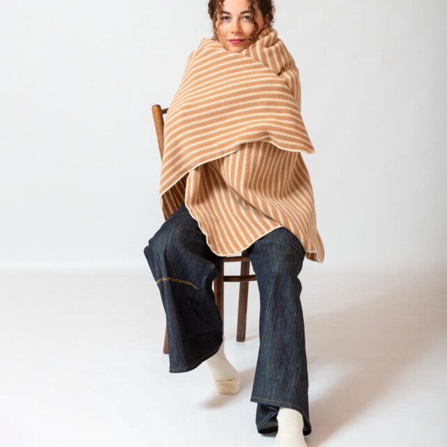 Ardelaine - Plaid tricoté en laine mérinos- Coloris rayés