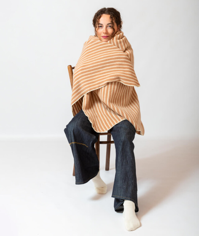 Ardelaine - Plaid tricoté en laine mérinos- Coloris rayés